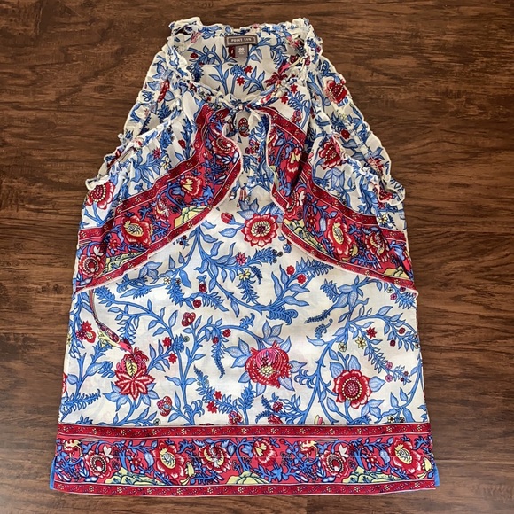 J.Crew Point Sur Sleeveless Ruffle Block Print Top - Picture 6 of 9